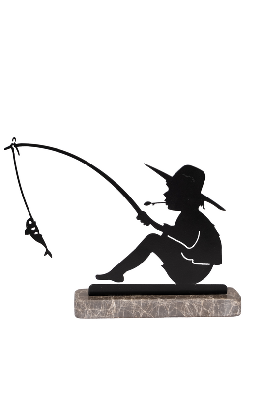 Balık Tutan Adam Metal Obje